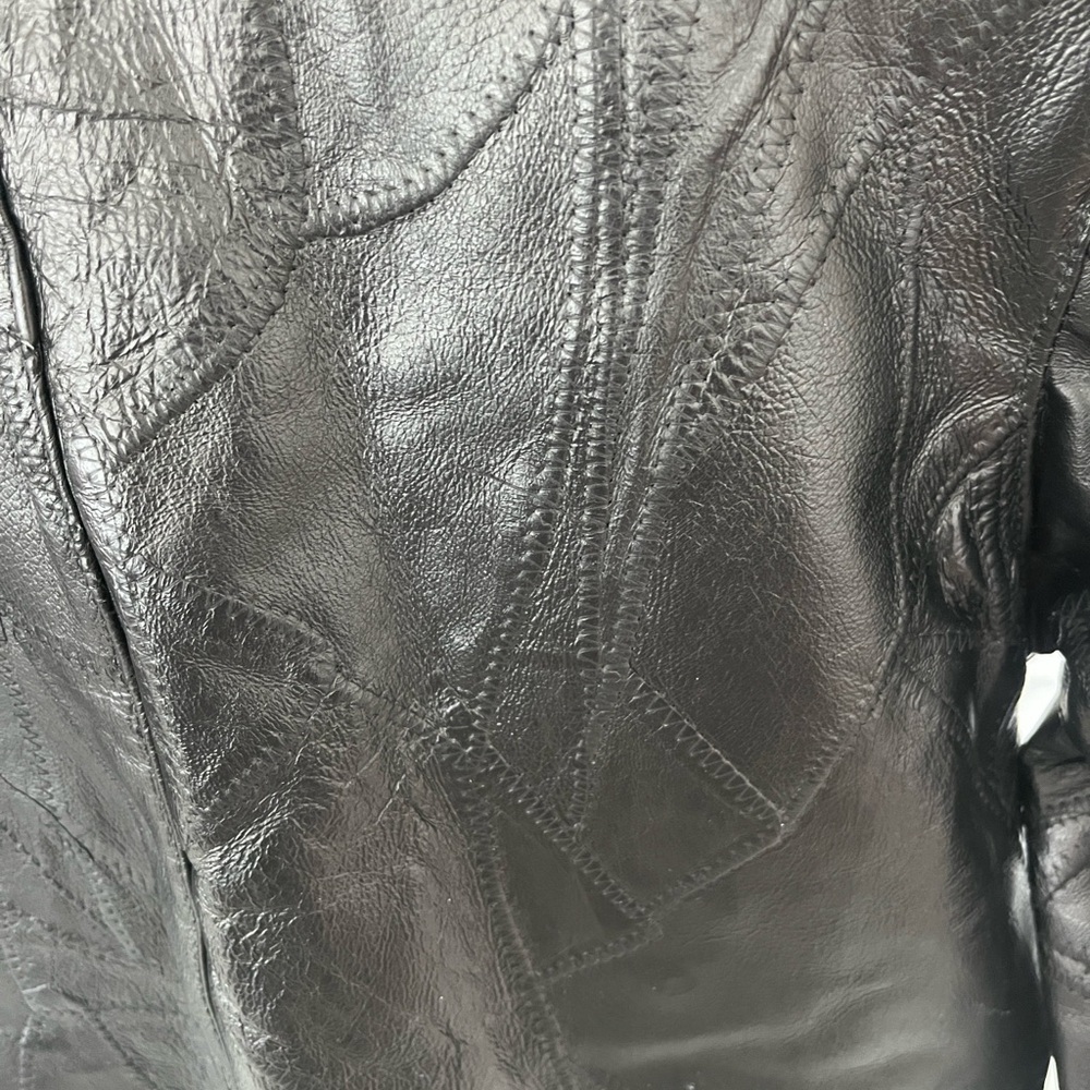 Vintage Cellini Oversized Patchwork Leather Jacket 90s NEW size Small - Picture 9 of 11